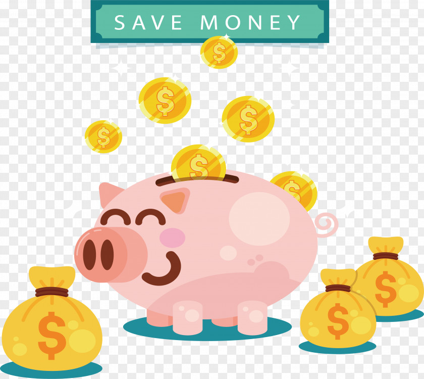 Pink Piggy Bank Saving Clip Art PNG