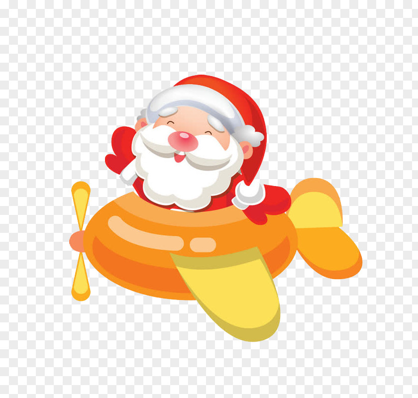 Santa Claus Airplane Christmas Icon PNG