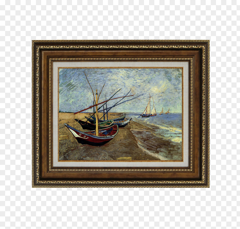 Sailing Oil Painting Material Van Gogh Museum Almond Blossoms Saintes-Maries-de-la-Mer Self-portrait Fishing Boats On The Beach At Saintes-Maries PNG