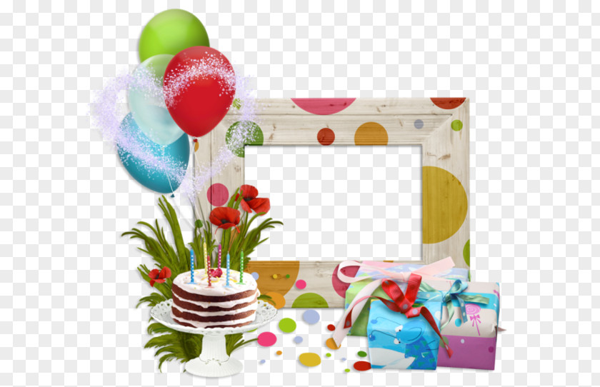 Birthday Cake Balloon Frame PNG