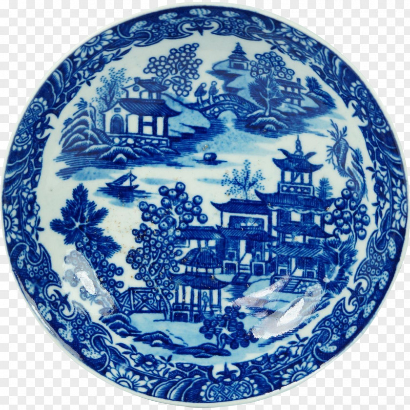 Chinoiserie Tableware Platter Plate Porcelain Blue PNG