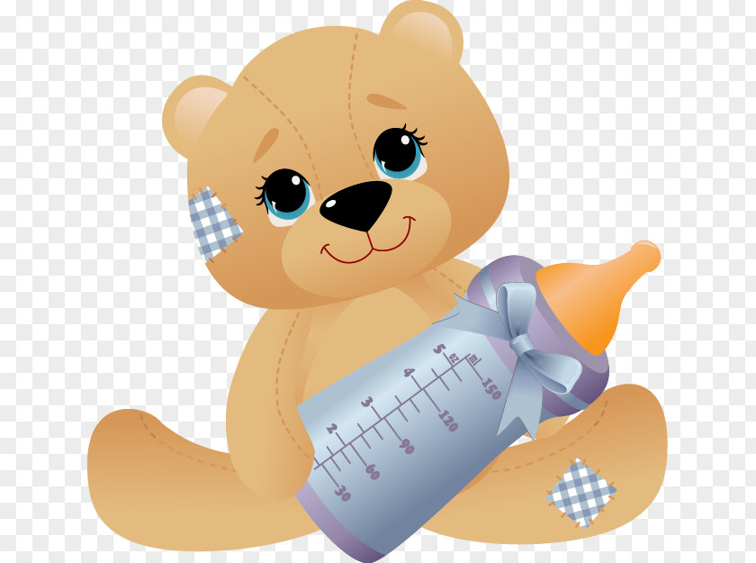 Cartoon Bear Pattern Bottle Greeting Card Child Birthday PNG