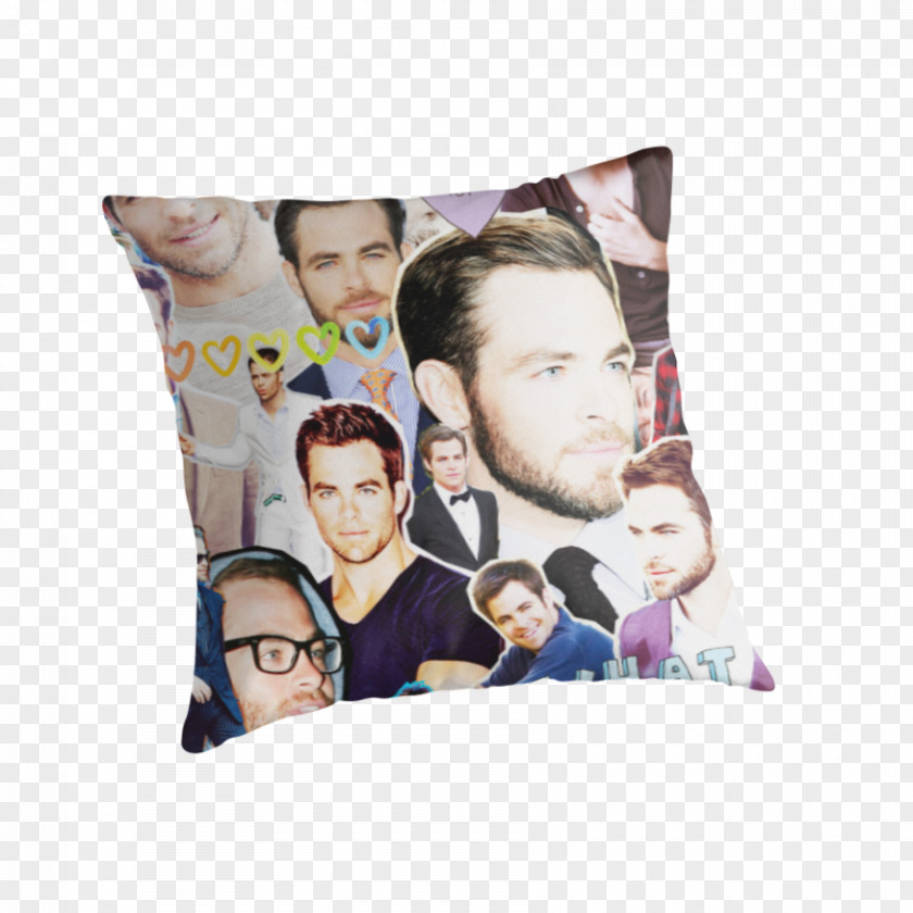 Chris Pine Poster Throw Pillows Collage Text Redbubble PNG