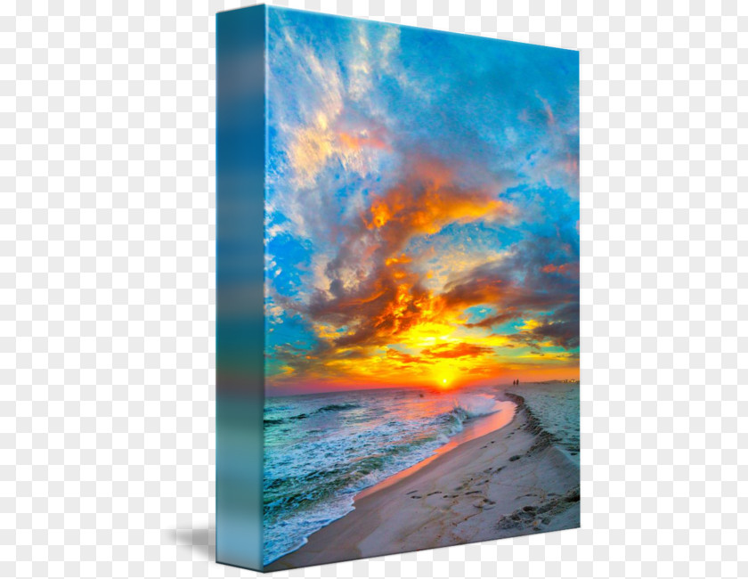 Sea Sunset Shore Seascape Beach Painting PNG