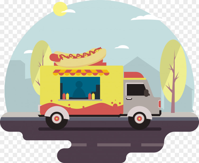 Vector Hot Dog Bread Sellers Cart Hamburger Illustration PNG