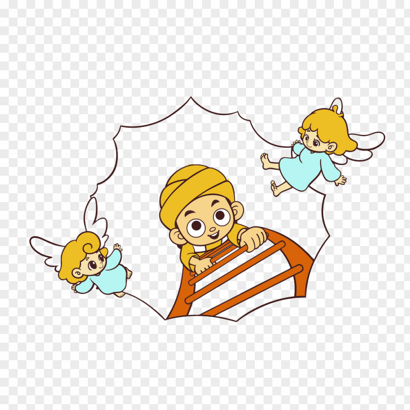 The Boy On Ladder Cartoon Animation Clip Art PNG