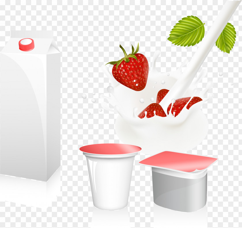 Vector Yogurt Milk Euclidean Strawberry PNG
