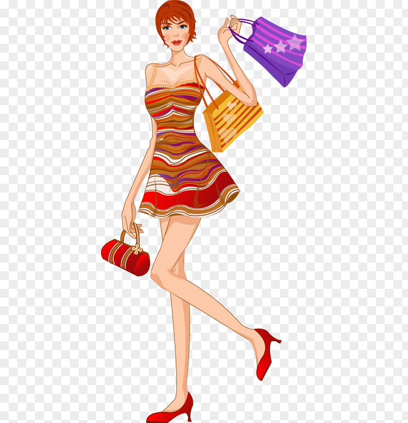 Shopping Short Hair Beauty Vector Material Adobe Illustrator PNG