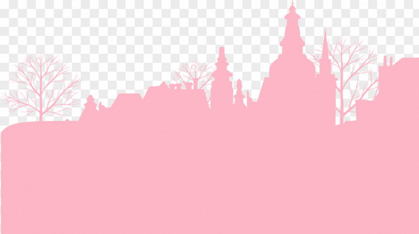 Pink Building Silhouette Drawing Shadow PNG