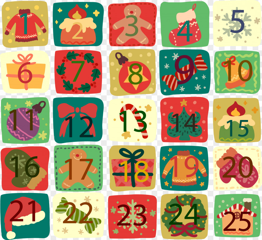 Cute Christmas Calendar Vector Material Santa Claus Advent PNG
