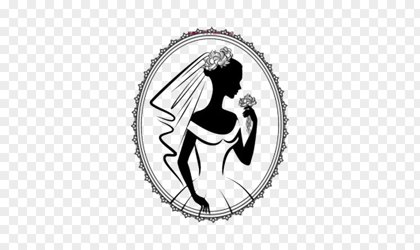Cartoon Female Side Face Wedding Invitation Bride Silhouette Drawing PNG