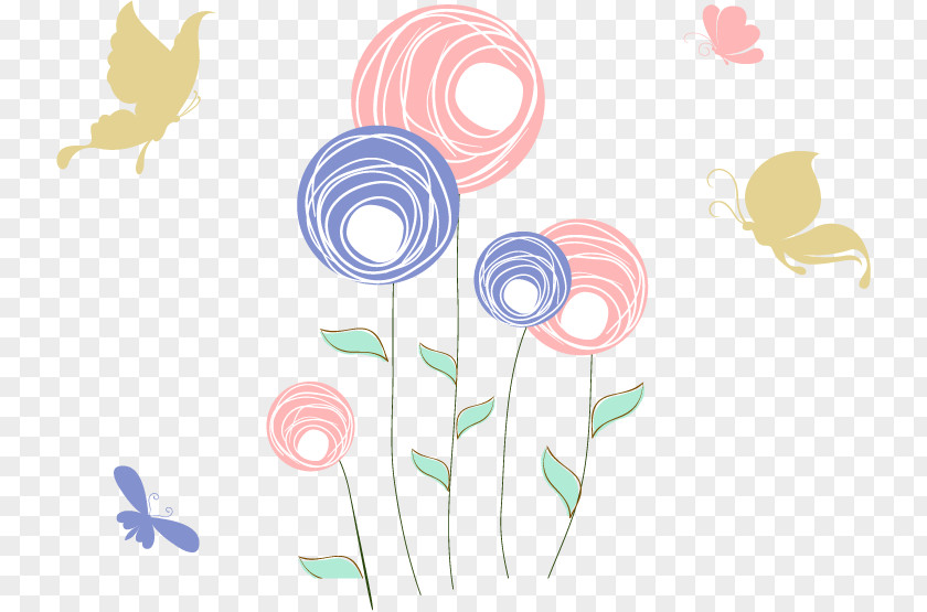 Children Draw Circles Flowers Vector Diagram Butterfly Euclidean Drawing PNG