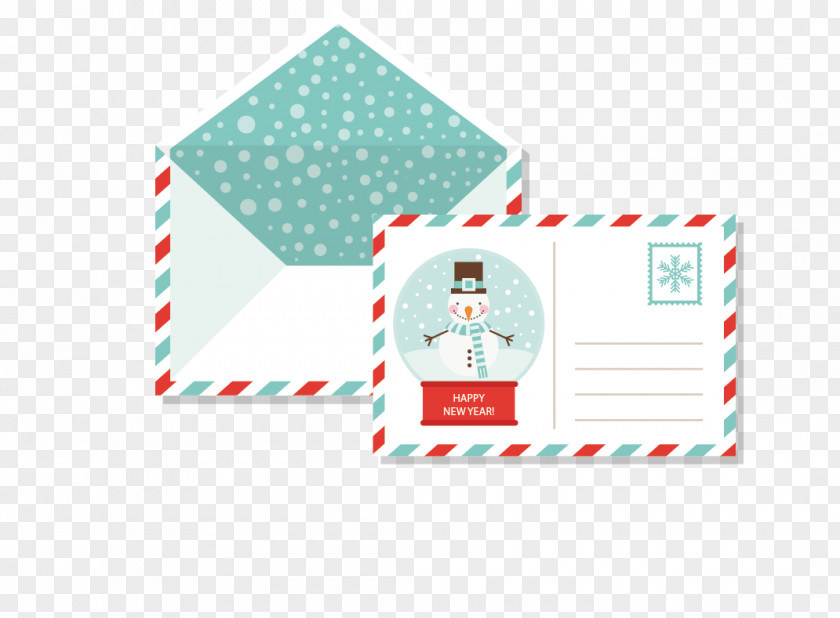 Creative Snowman Postcards And Envelopes Vector Material Paper Postcard Envelope Christmas PNG
