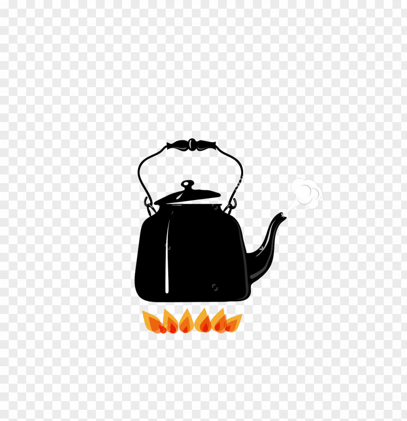 Cartoon Heating Kettle Boiling Fire Illustration PNG