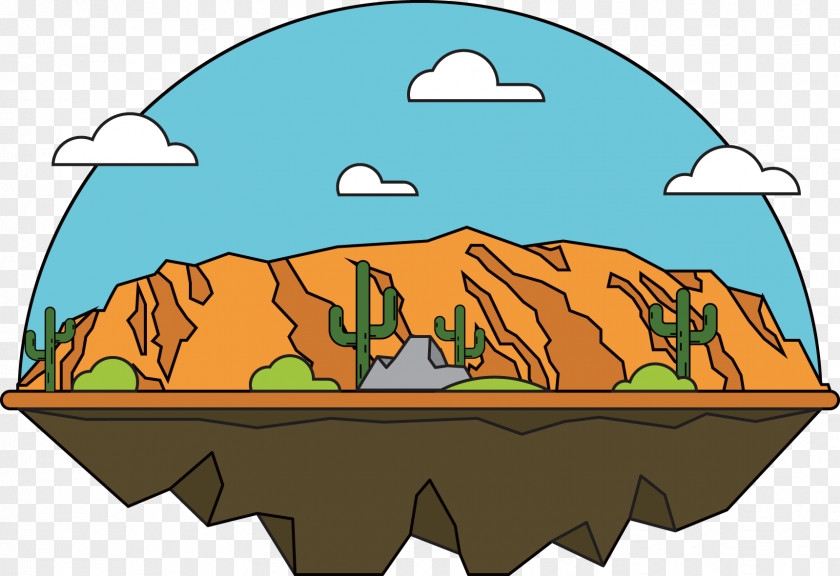 Lovely Hand-painted Illustrations Vector Gobi Desert Grand Canyon Clip Art PNG