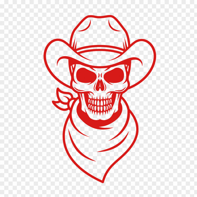 Hand-painted Skeleton Skull American Frontier Cowboy Clip Art PNG