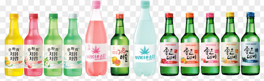 Korean Flavor Liqueur Soju Distilled Beverage Alcoholic Drink Glass Bottle PNG
