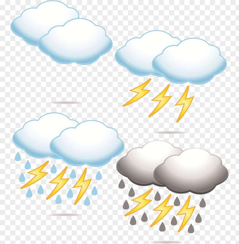Thunderstorm Weather Material Lightning Cartoon PNG