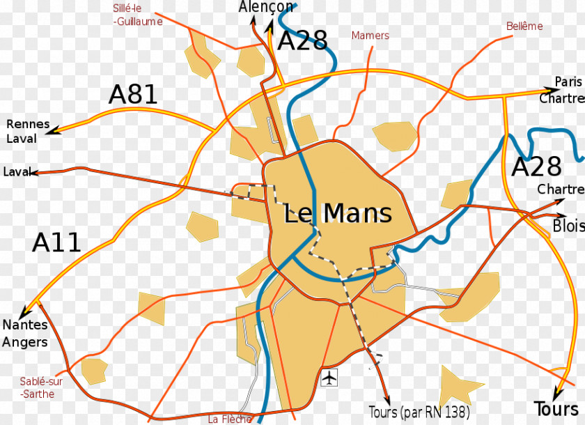 Map Rocade Du Mans Topographic Périphérie Routière De Grenoble Alençon PNG