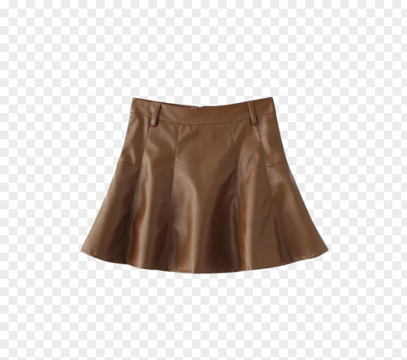 Pu Leather Skirt Waist Satin Brown PNG