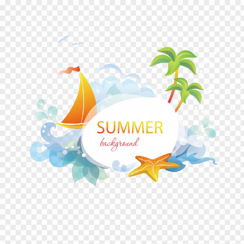 Vector Starfish And Coconut Trees Summer Euclidean PNG