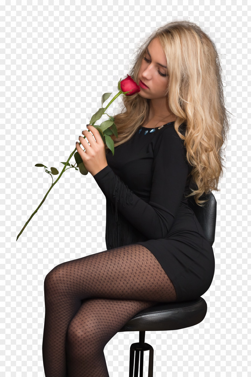 Young Beautiful Woman Sitting With Rose Libido PNG