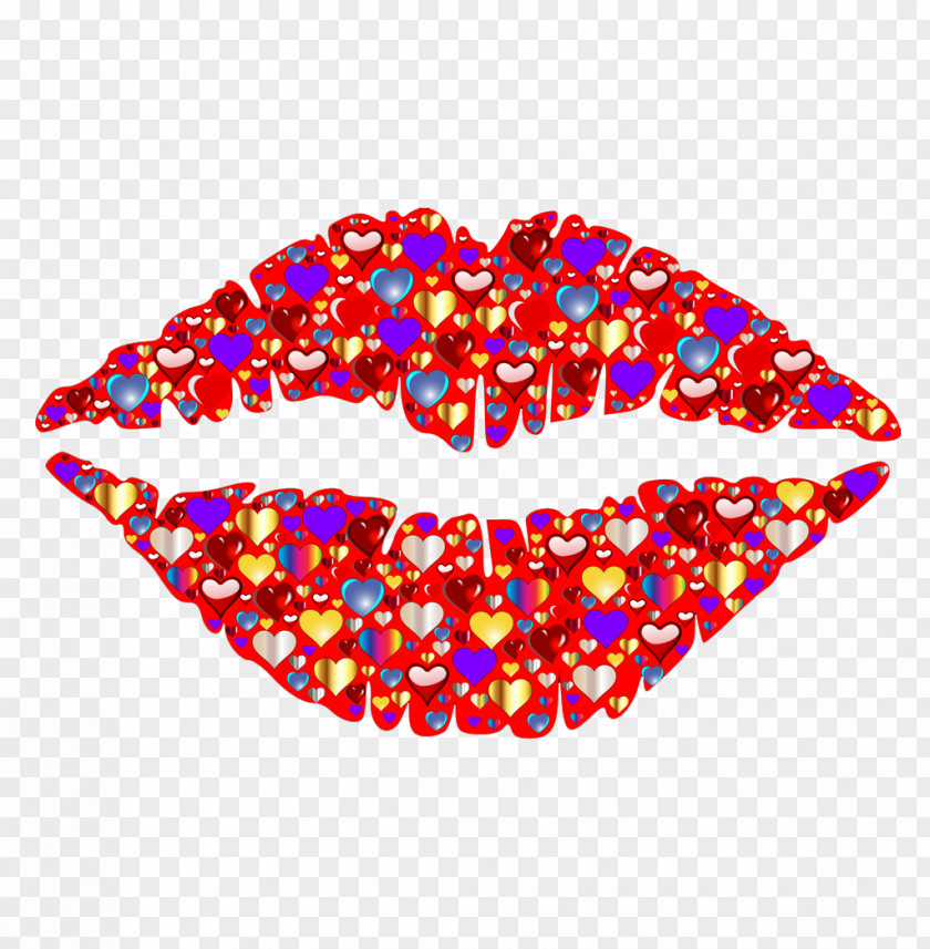 Creative Patchwork Pattern Lips Hugs And Kisses Lip Romance Clip Art PNG
