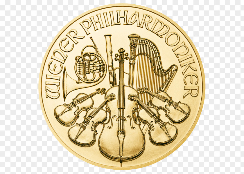 Gold Austrian Silver Vienna Philharmonic Bullion Coin Mint PNG