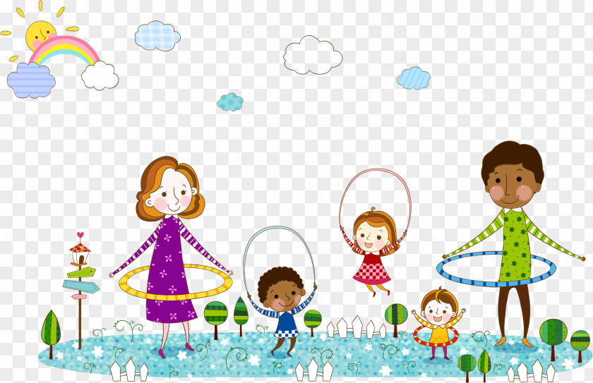 Family Of Five Cartoon Child Illustration PNG