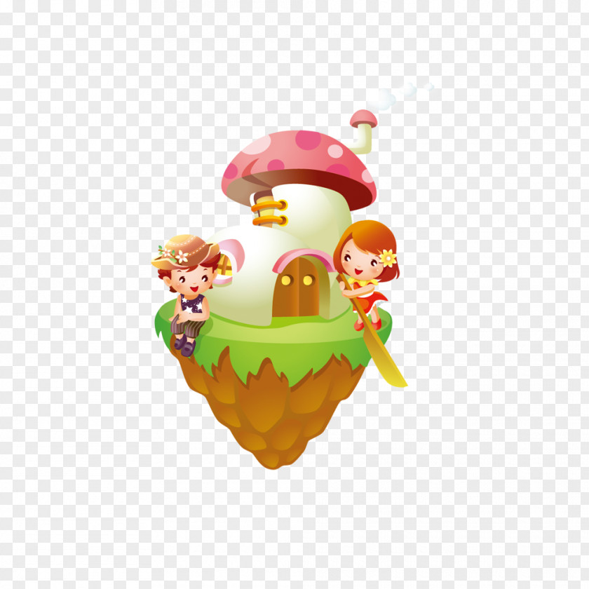 Mushroom House Cartoon Child Stock Illustration PNG