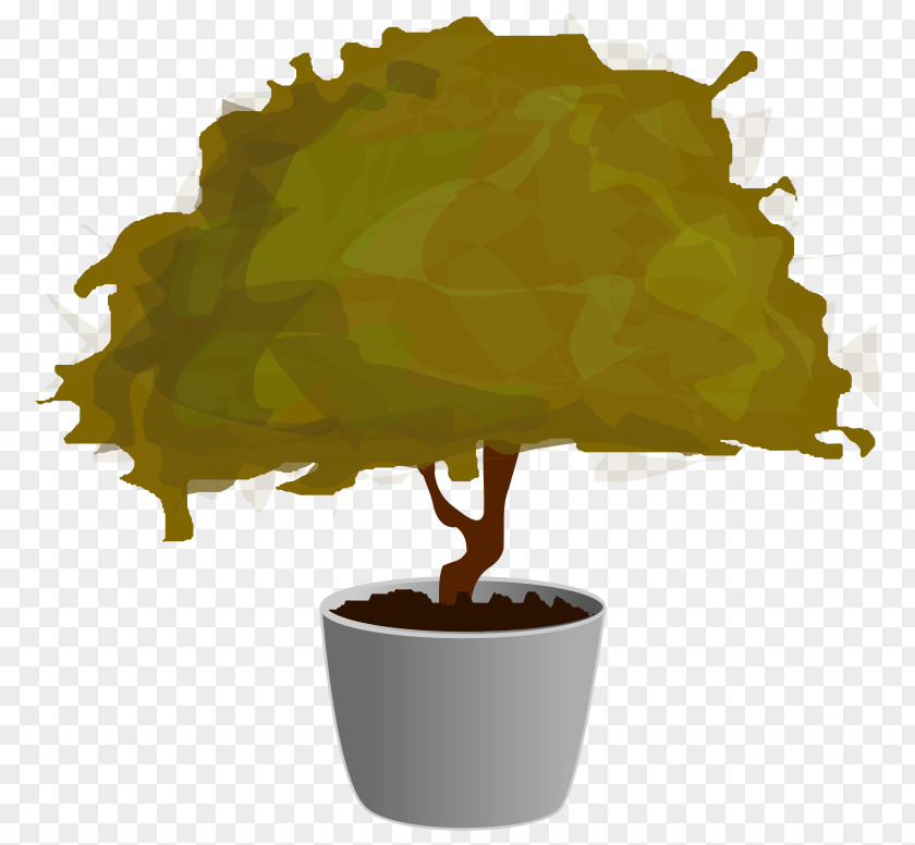 Watercolor Cactus Bonsai Tree Flowerpot Clip Art PNG