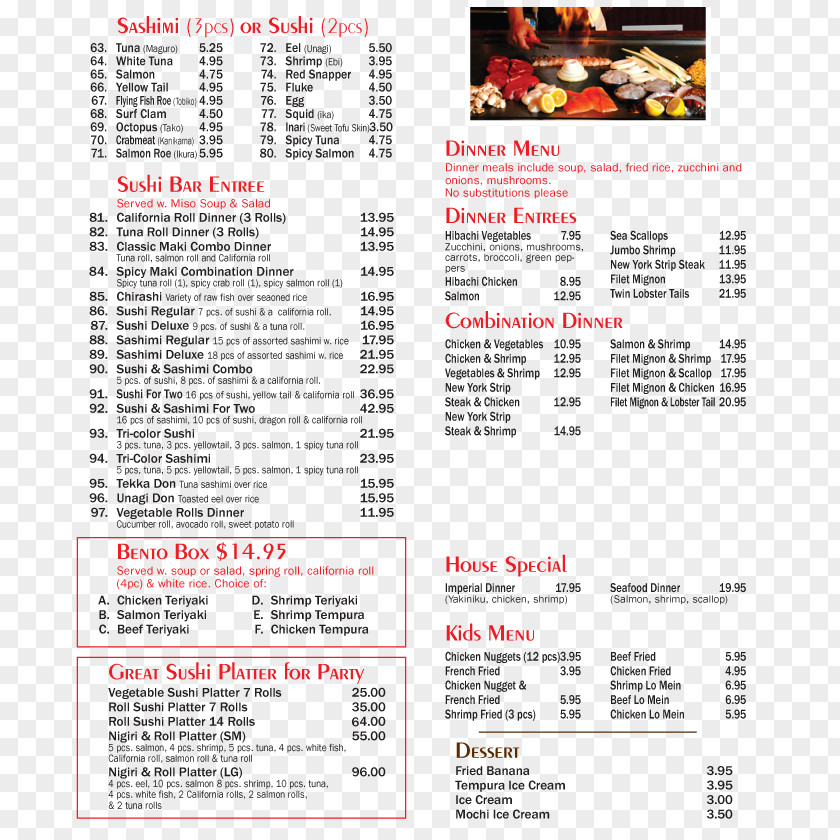 Sushi Tokyo & Grill Japanese Cuisine Menu Tempura PNG