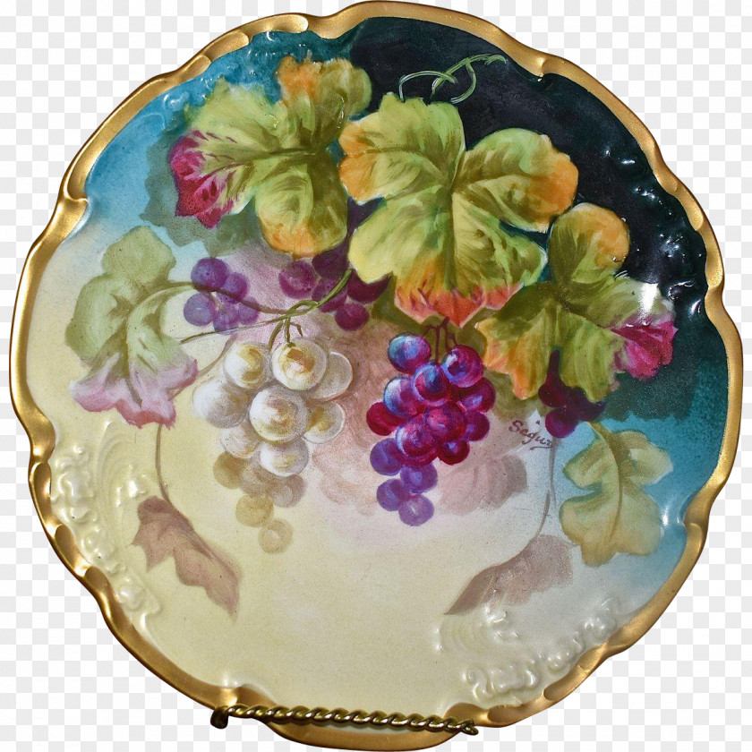 Plate Limoges Porcelain Painting Flowerpot PNG