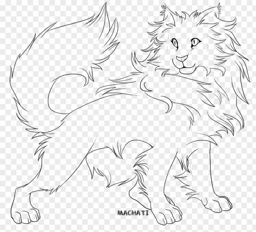 Black Spots Line Art Felidae Maine Coon Drawing PNG