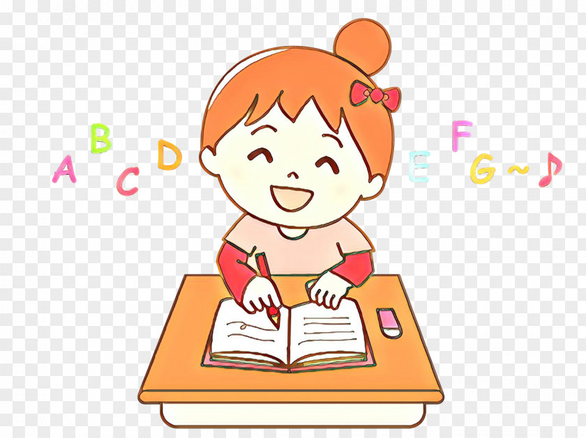 Cartoon Child Learning Reading PNG