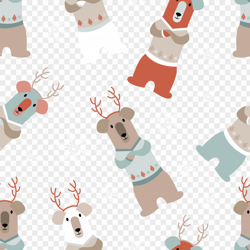Cartoon Reindeer Seamless Background Vector Material Dog Download PNG