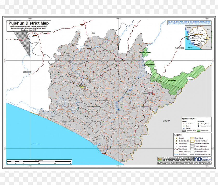 National Boundaries Pujehun District Districts Of Sierra Leone Western Area Map Moyamba PNG