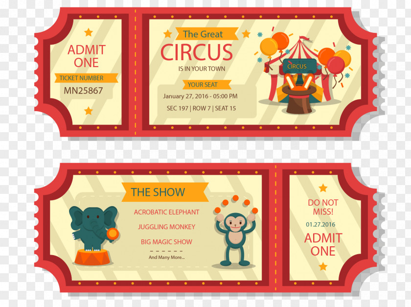 Vector Painted Circus Tickets Icon PNG