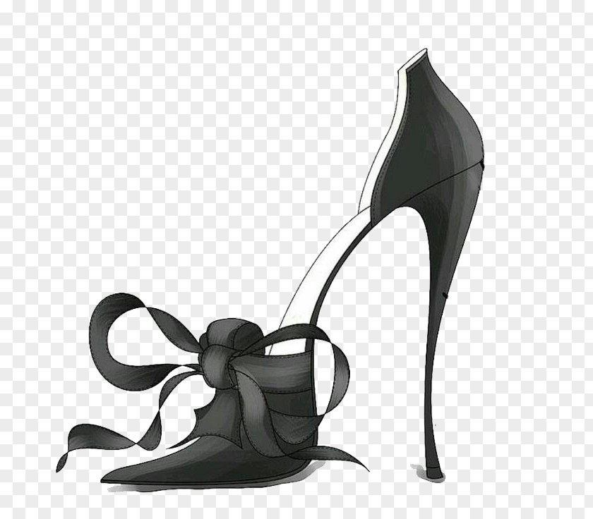 Black Bow Heels High-heeled Footwear Shoelace Knot Designer PNG