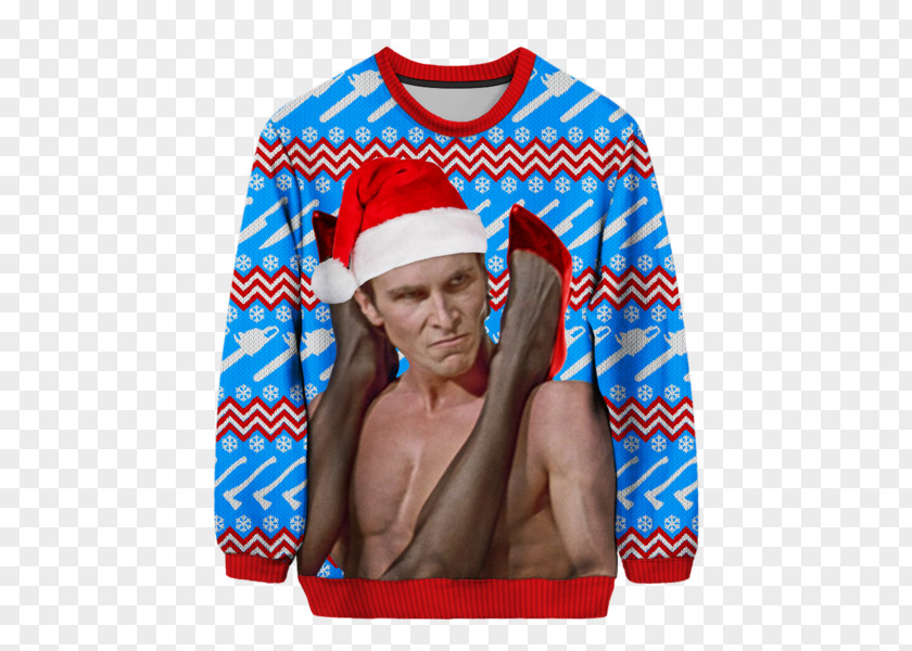 Ugly Christmas Sweater Christian Bale American Psycho Patrick Bateman T-shirt Jumper PNG