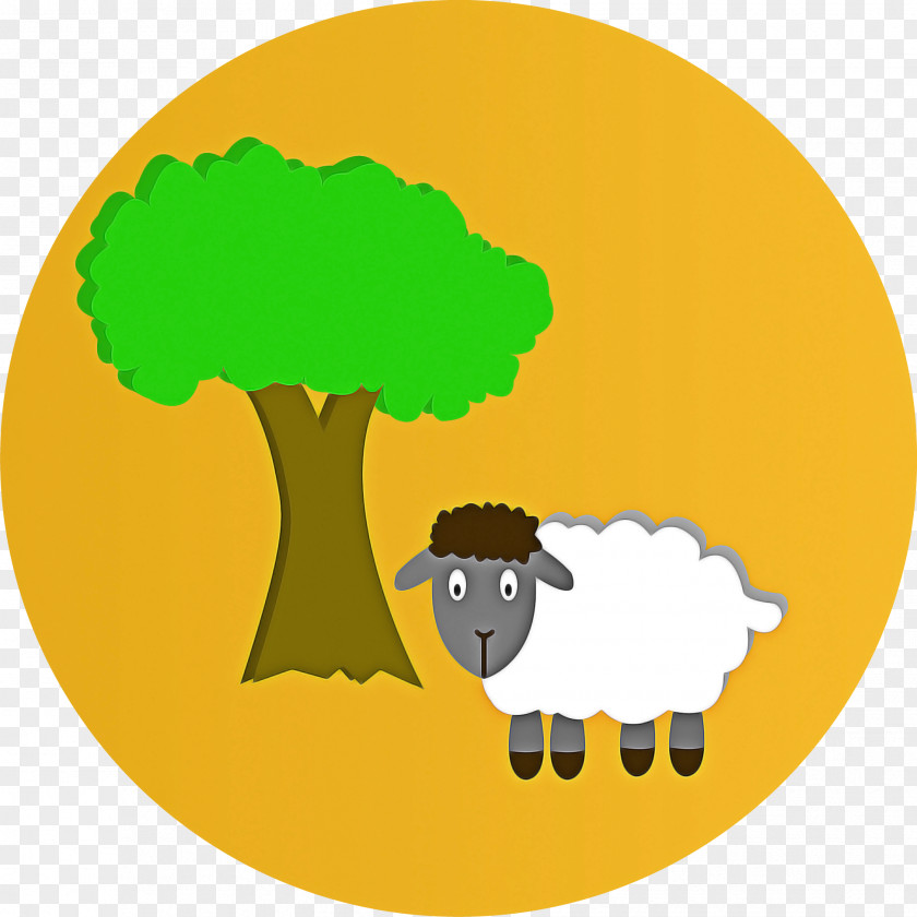 Green Sheep Cartoon Tree PNG
