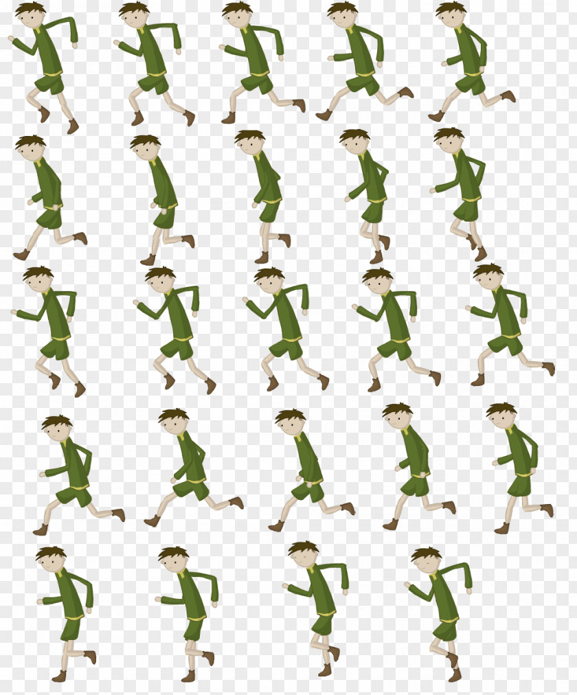 Running Man Sprite Animation Rendering Black And White PNG