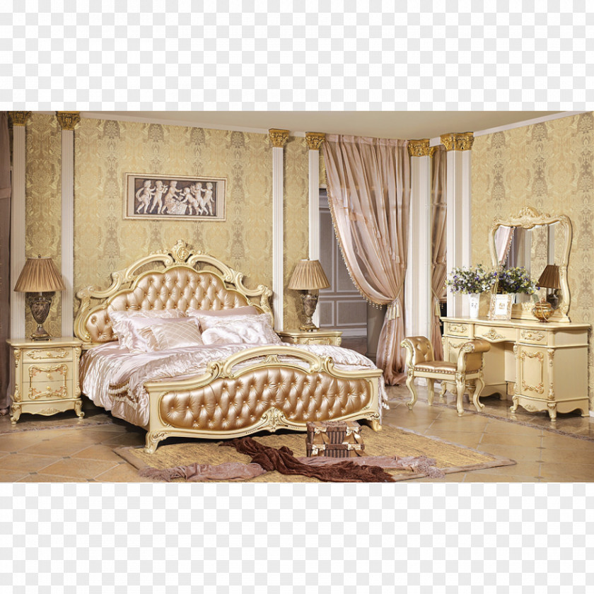 Bed Capitonné Baroque Bedroom Décoration PNG
