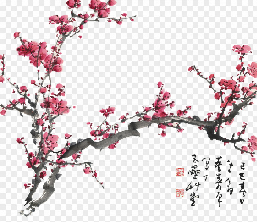 Cherry Blossom Plum Chinese Painting Drawing PNG
