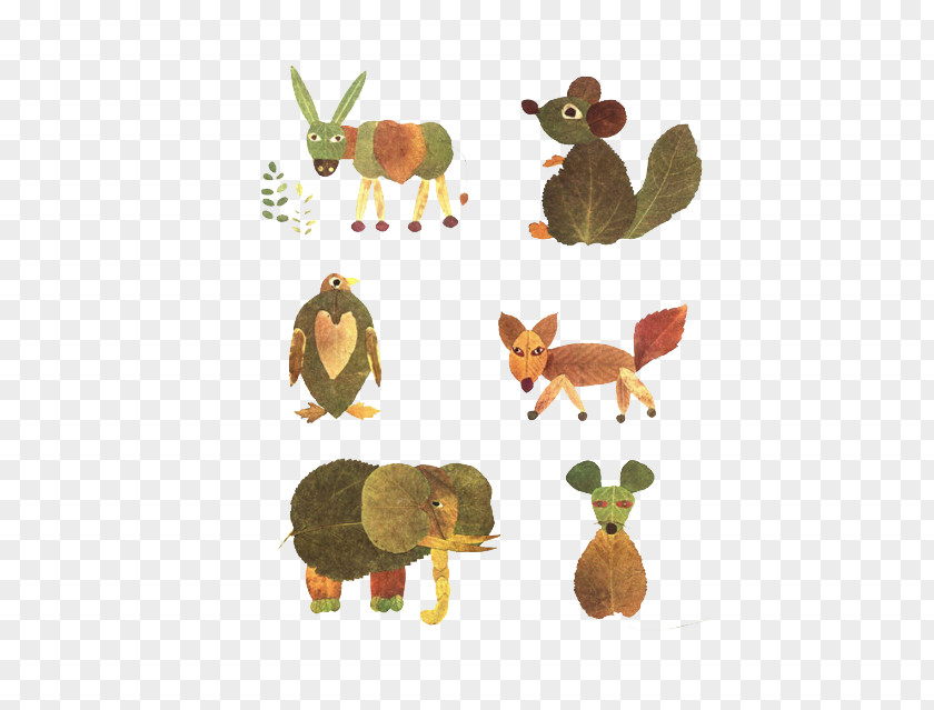Collage Deciduous Small Animals Autumn Leaf Color Man Craft PNG