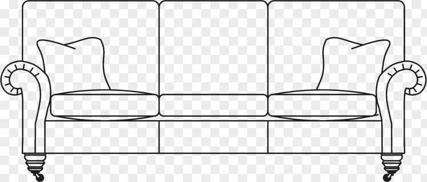 Drawing Sofa Couch Line Art 3 Seater Design PNG