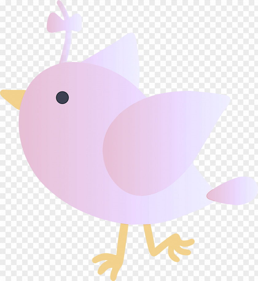 Pink Cartoon Perching Bird PNG