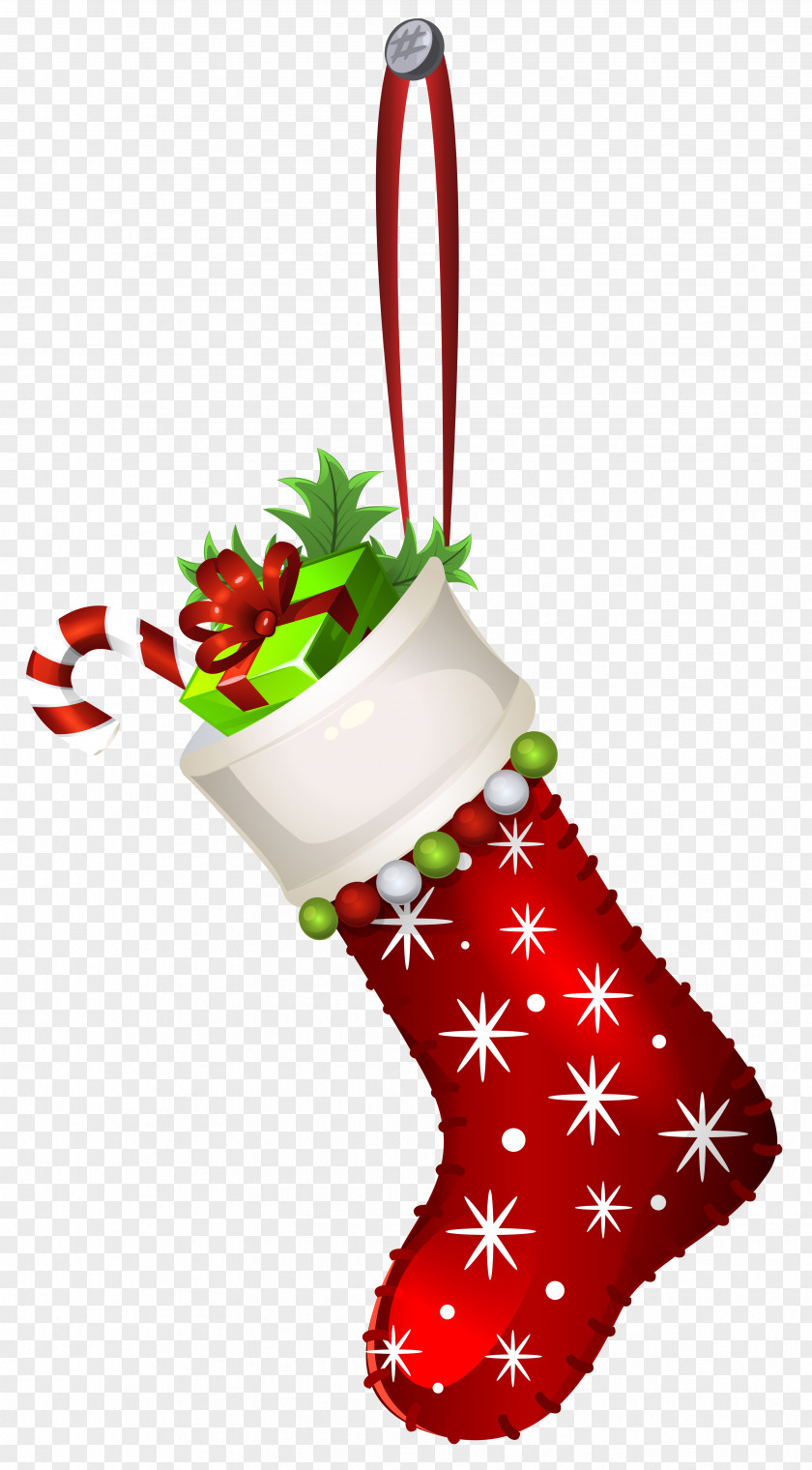 Red Christmas Stocking Transparent Clip Art Image Ornament Decoration PNG