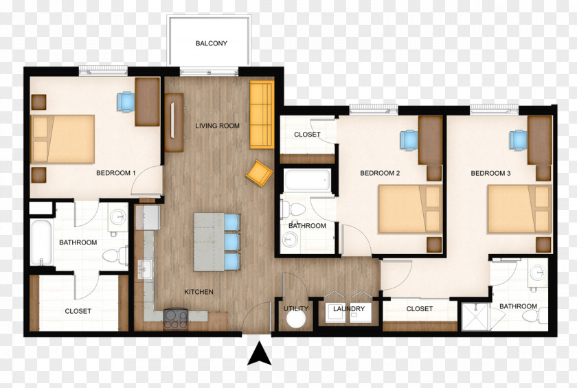 Best Layout Design Apartment House 3D Floor Plan The Flats At WSU PNG
