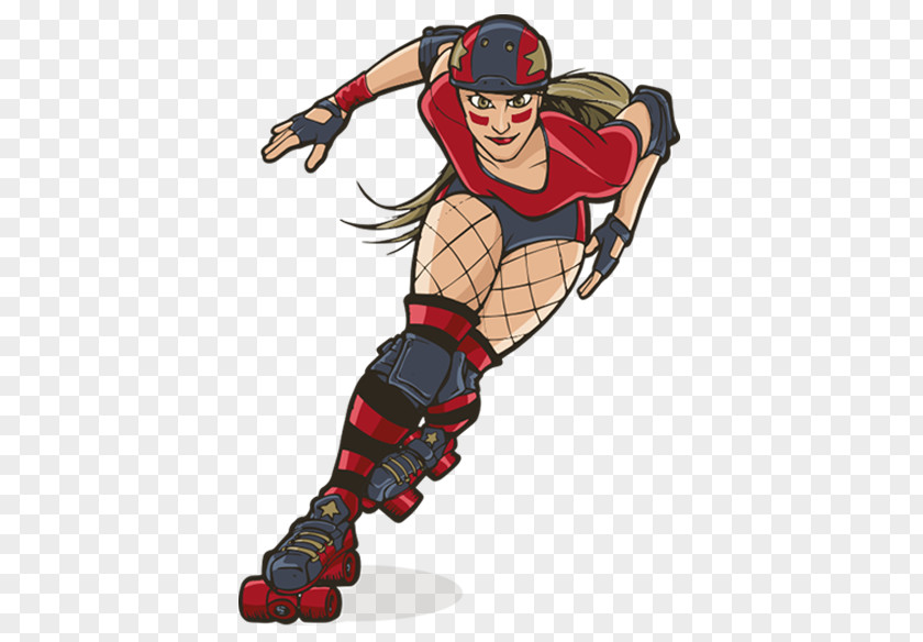 Roller Skating Derby Superhero Cartoon PNG